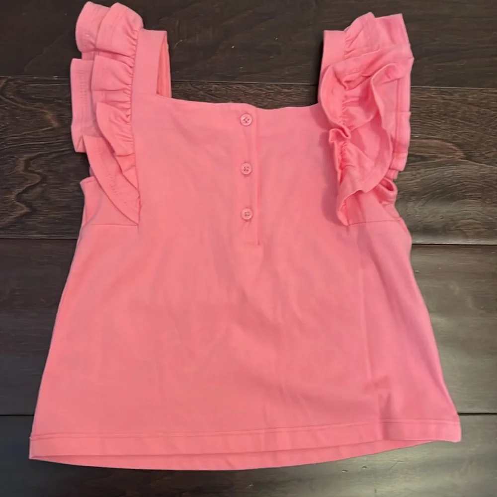 NWT Janie and Jack Pink Ruffled shirt with appliqué details!